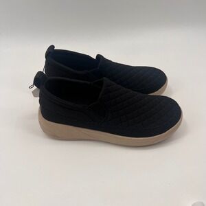 Staheekum Quilted Slip On Sneakers Black Tan Mesh C91239928B Womens 9 NEW